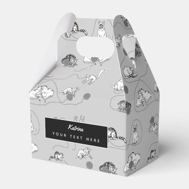 Cute Cats Playing & Being Naughty Pattern Favour Box (Front Side)