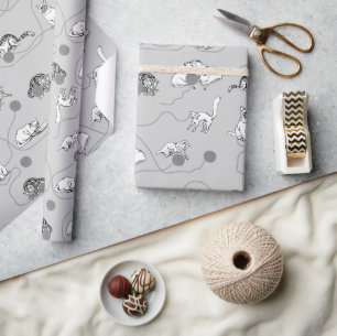 Cute Cats Playing & Being Naughty Pattern Wrapping Paper