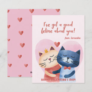 Cute Cats Punny Funny Kids Valentines Day Holiday Card