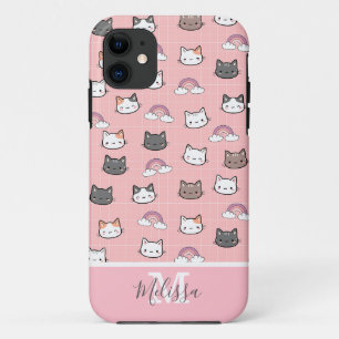 Cute Cats & Rainbow Monogram iPhone 11 Case