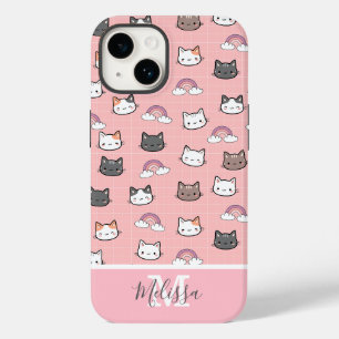 Cute Cats & Rainbow Monogram Case-Mate iPhone 14 Case