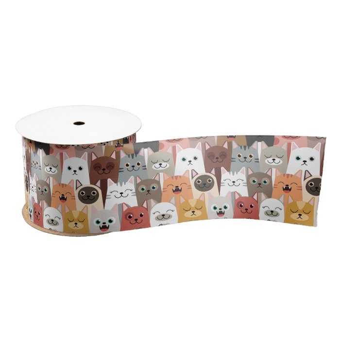 Cute Cats Ribbon Satin Ribbon | Zazzle.co.uk