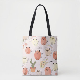 Cute cats seamless pattern tote bag