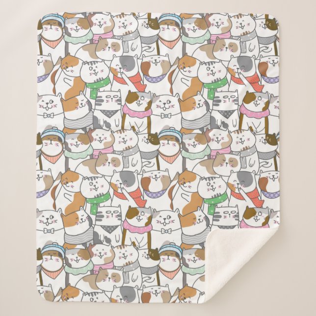 Cute Cats Sherpa Blanket (Front)