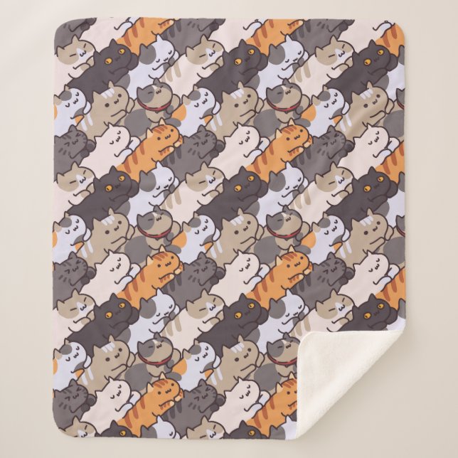 Cute Cats Sherpa Blanket (Front)