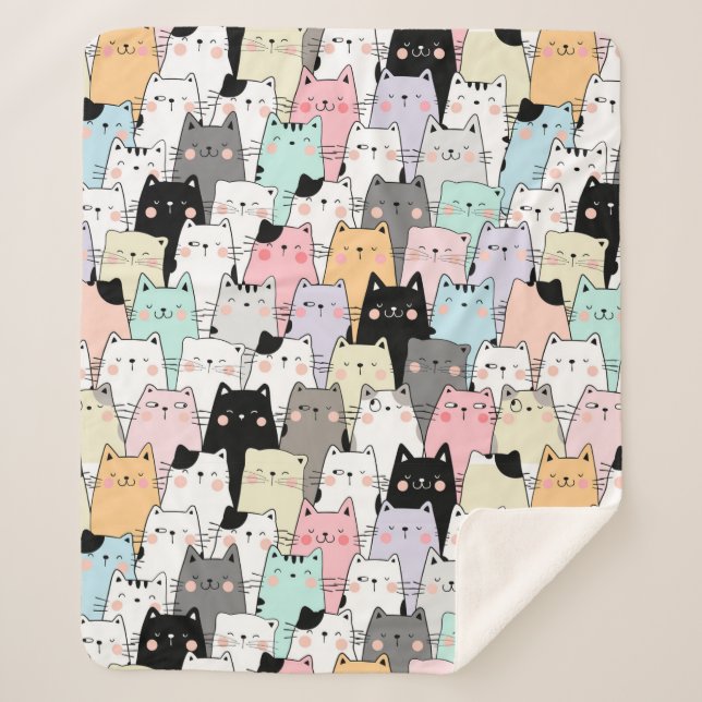 Cute Cats Sherpa Blanket (Front)