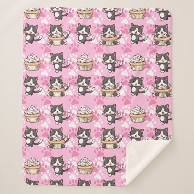 Cute Cats Sherpa Blanket (Front)