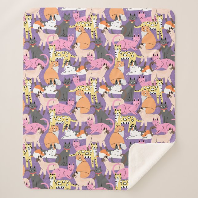 Cute Cats Sherpa Blanket (Front)