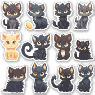 Cute Cats Sticker Collection (12 Cats)