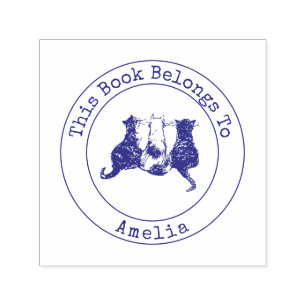 Cute Cats This Book Belongs To self-inking stamp