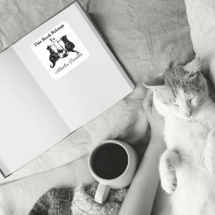 Cute Cats This Book Belongs To Square Sticker
