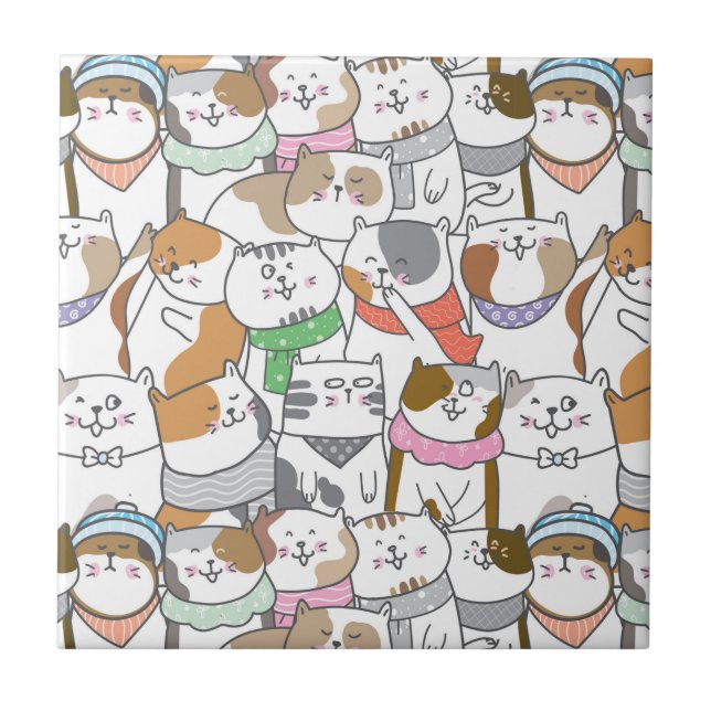 Cute Cats  Tile (Front)