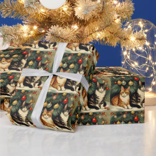 Cute Cats under the Christmas Tree Cat Lover  Wrapping Paper