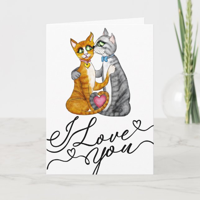 Cute Cats Valentine’s Day I Love You Card (Front)