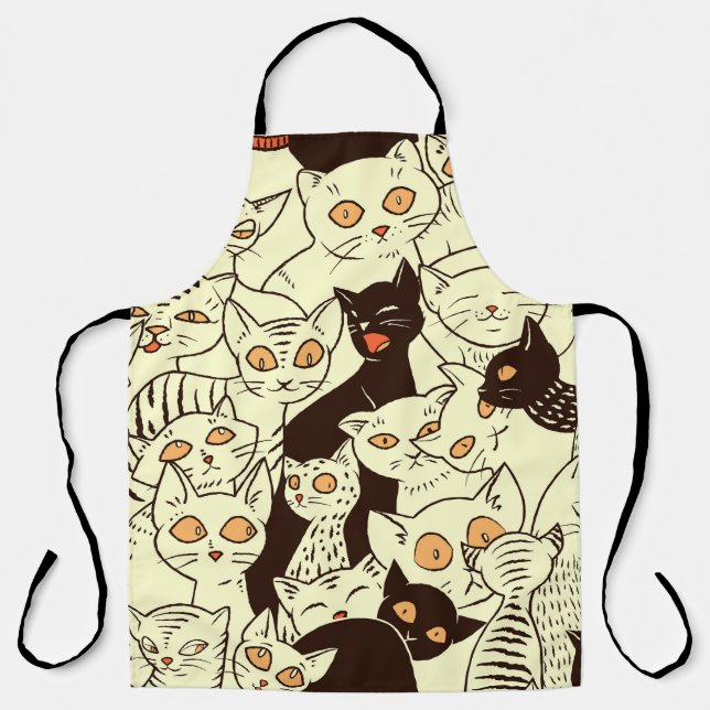 Cute Cats Vintage Wallpaper Pattern Apron (Front)