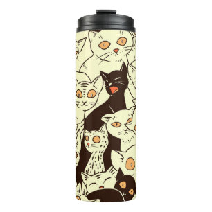 Cute Cats Vintage Wallpaper Pattern Thermal Tumbler