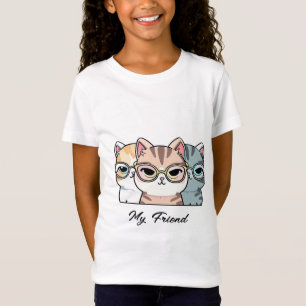 Cute Cats Wearing Glasses My Friend Change Text T-Shirt