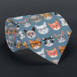 Cute Cats Wearing Glasses Pattern Tie<br><div class="desc">A bunch of adorable spectacles wearing kitties are the main stars of this hand-illustrated design. 

View my illustrating process via www.instagram.com/arncyn</div>