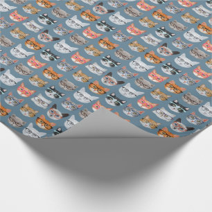 Cute Cats Wearing Glasses Pattern Wrapping Paper
