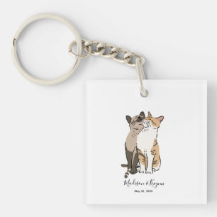 Cute Cats Wedding Key Ring