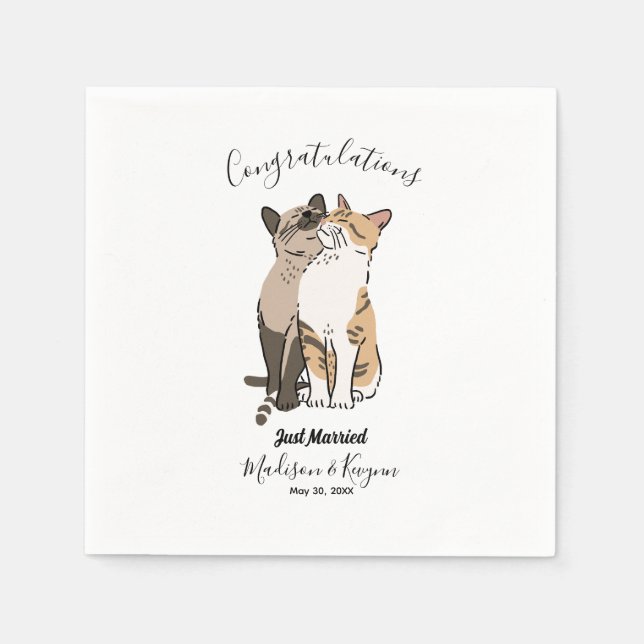 Cute Cats Wedding Napkin (Front)