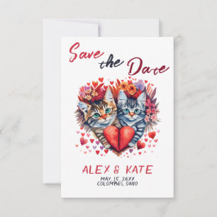 Cute Cats Wedding Save the Date Announcement