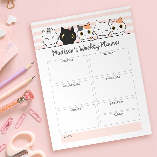 Cute Cats Weekly Planner Personalised Notepad (Creator Uploaded)