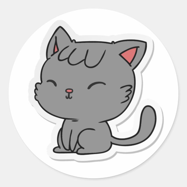 Cute Cats - White  Classic Round Sticker (Front)