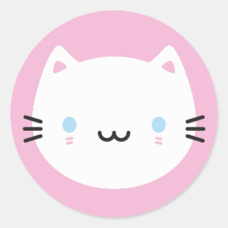 Cute Cats - White Kawaii Kitten Classic Round Sticker