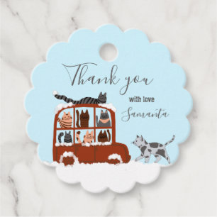 Cute Cats Winter Snowflakes Birthday Baby Gift Favour Tags