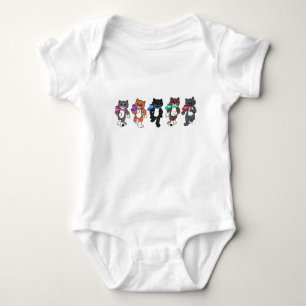 Cute Cats With Bows Walking Baby Bodysuit