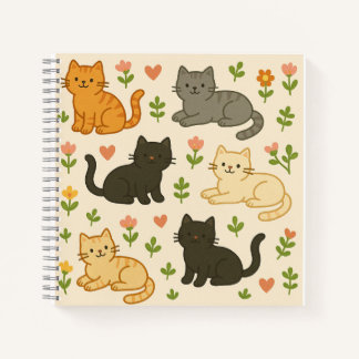 Cute Cats with Flowers & Hearts – Adorable Animal  Notebook
