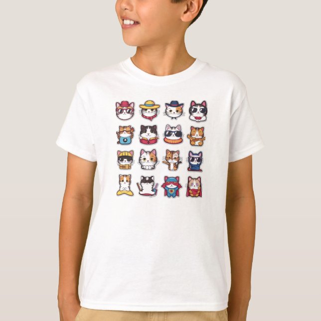 Cute cats with glasses T-Shirt (Front)