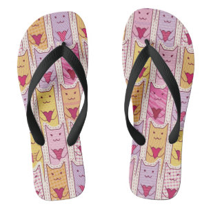 Cute Cats with Loving Hearts Flip Flops