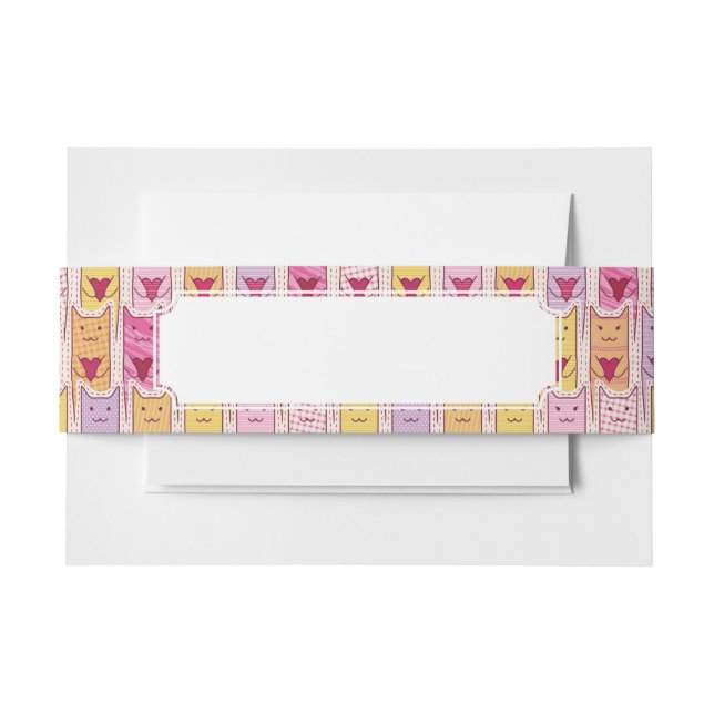 Cute Cats with Loving Hearts Invitation Belly Band (Front Example)