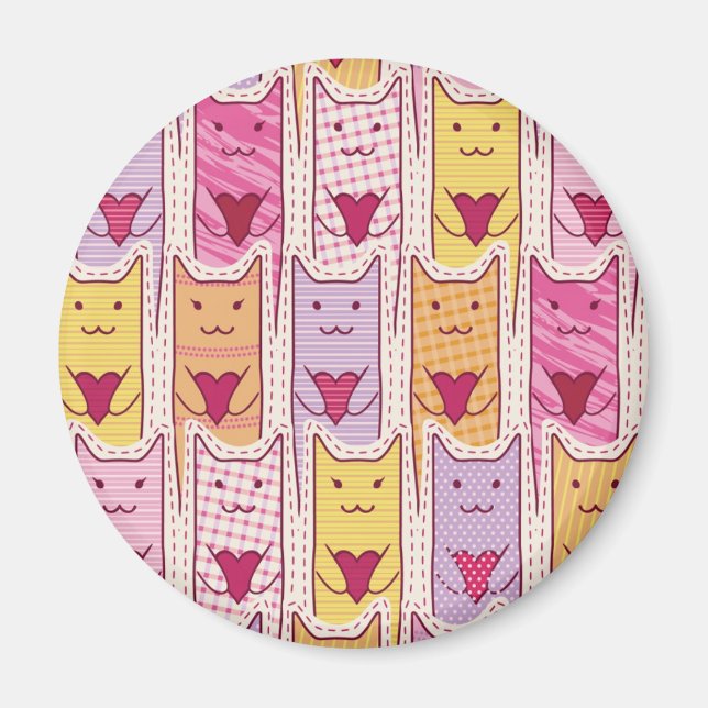 Cute Cats with Loving Hearts Magnet (Front)