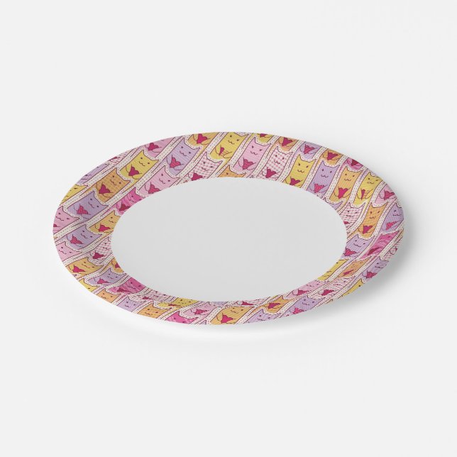 Cute Cats with Loving Hearts Paper Plate (Angled)