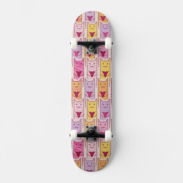 Cute Cats with Loving Hearts Skateboard (Front)