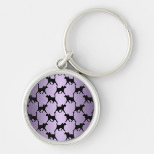 Cute Cats with Moons and Stars Pattern Key Ring