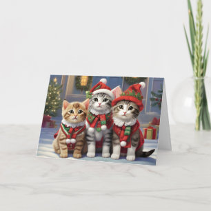 Cute Cats With Santa Hats Card