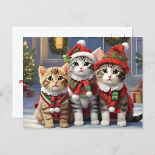 Cute Cats With Santa Hats Postcard
