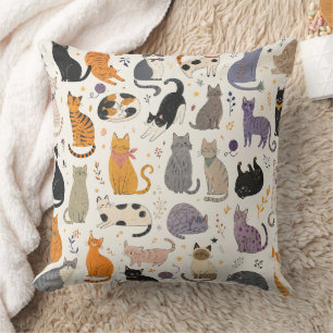Cute Cats World: A Delightful and Colourful Artist Cushion