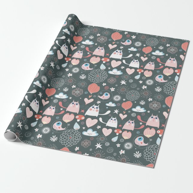 Cute Cats Wrapping Paper (Unrolled)