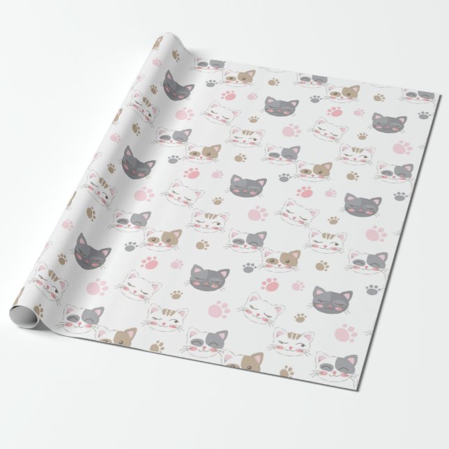 Cute Cats Wrapping Paper (Unrolled)