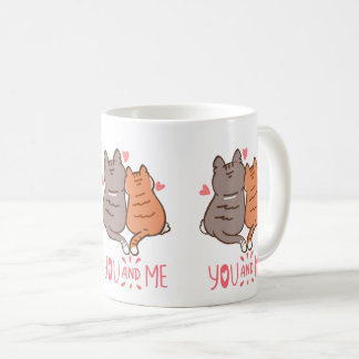 Cute Cats You and Me Heart Tails Coffee Mug