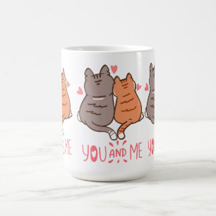 Cute Cats You and Me Heart Tails Coffee Mug