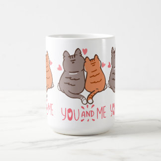 Cute Cats You and Me Heart Tails Coffee Mug