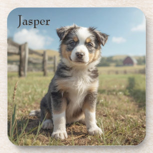 Cute Cattle Dog Personalised Beverage Coaster Set
