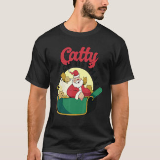 Cute catty Santa Love for cat and Believe in Chris T-Shirt