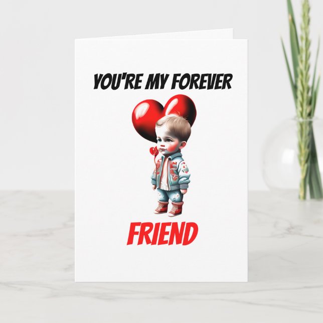 Cute caucasian boy my forever friend besties bff holiday card (Front)